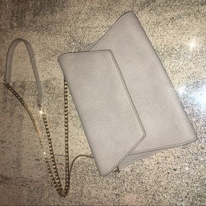 Light Grey Suede Satchel w/ gold chain strap.